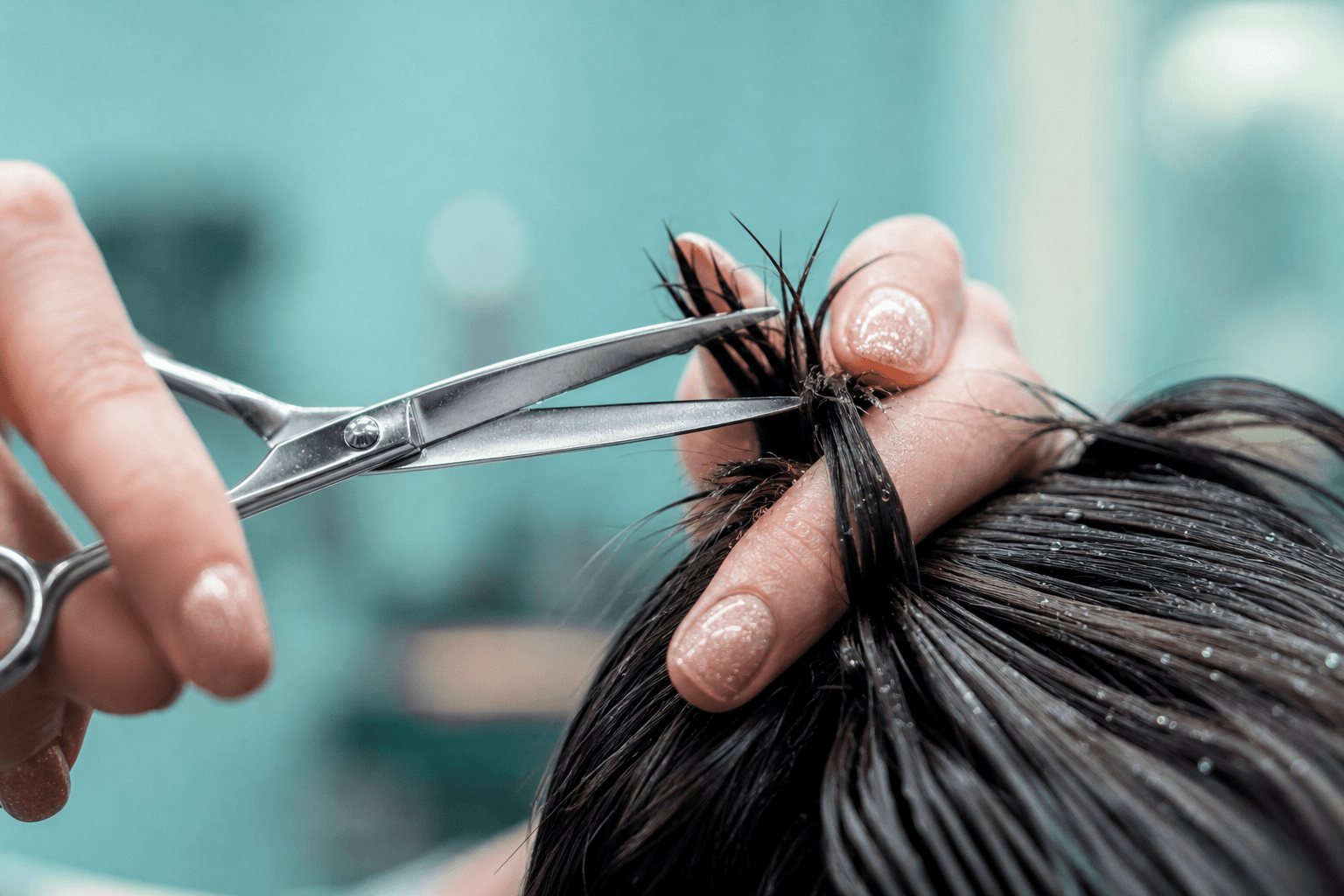 Precision scissor work close up